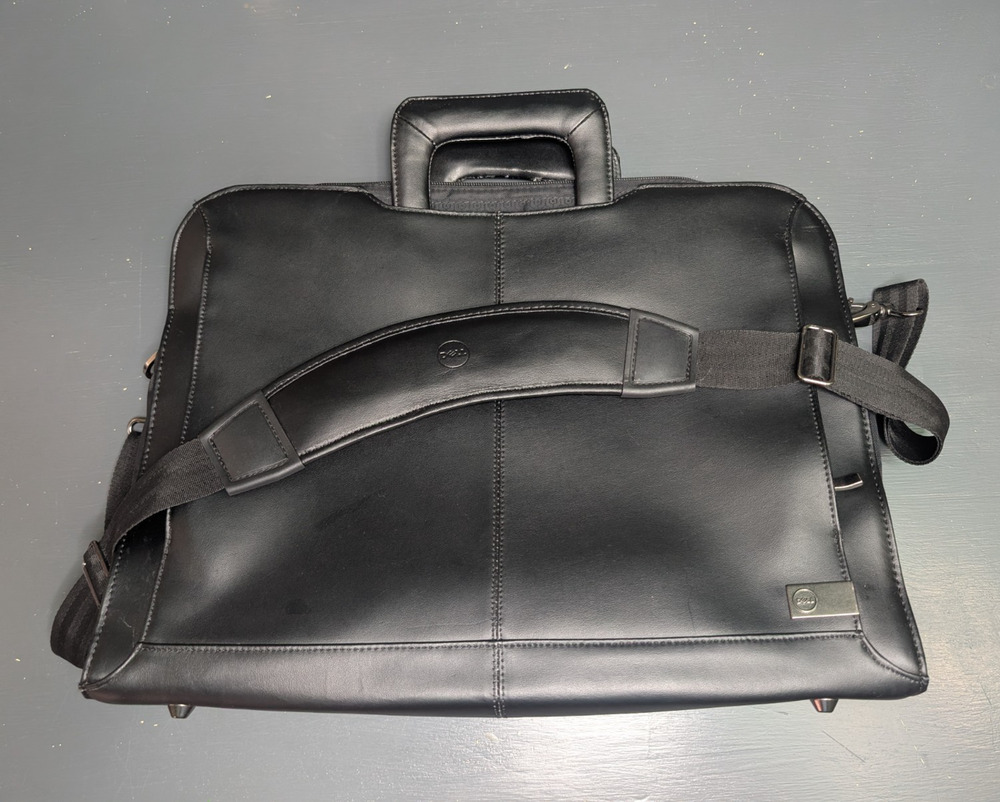 Dell Black Faux Leather Laptop Briefcase Messenger Bag 17" Shoulder Bag